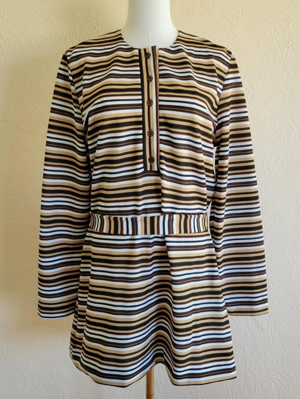 Koret of California | Vintage Mod Long Sleeve Striped Mini Dress